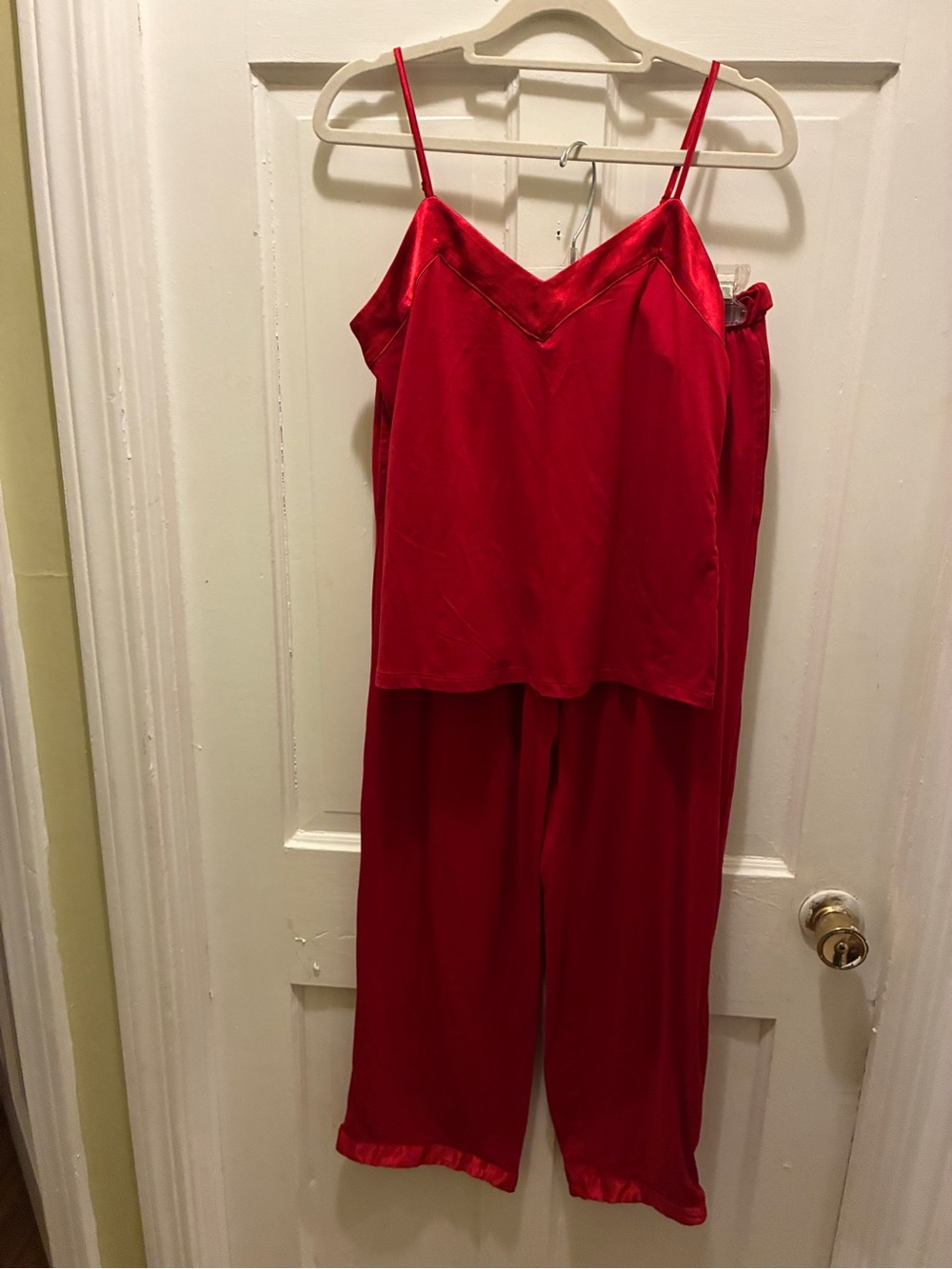 Ambrielle Red Satin Camisole Pajama Set